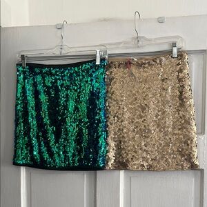 Green Iridescent Sequin Mini Skirt - Women